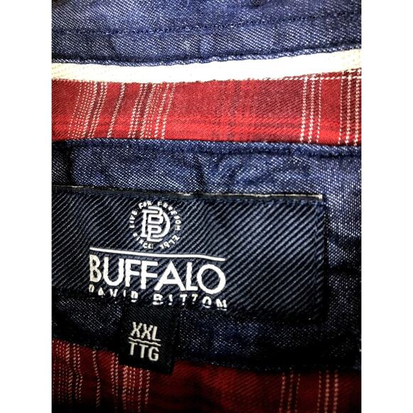 Buffalo David Bitton Shirt Mens XXL Long Sleeve Red Plaid 100% Cotton Modern $69 - Picture 2 of 5
